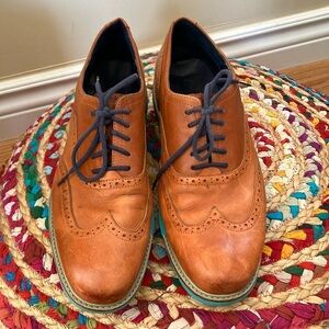 Cole Haan Cognac Leather Turquoise Sole Brogue Oxford Shoes